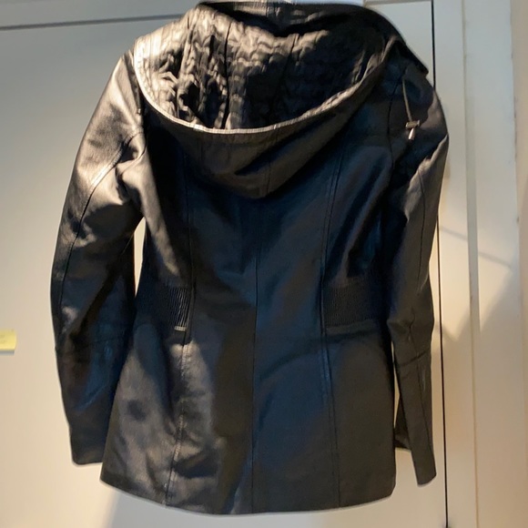 Hooded Leather Jacket - Black - Picture 3 of 9
